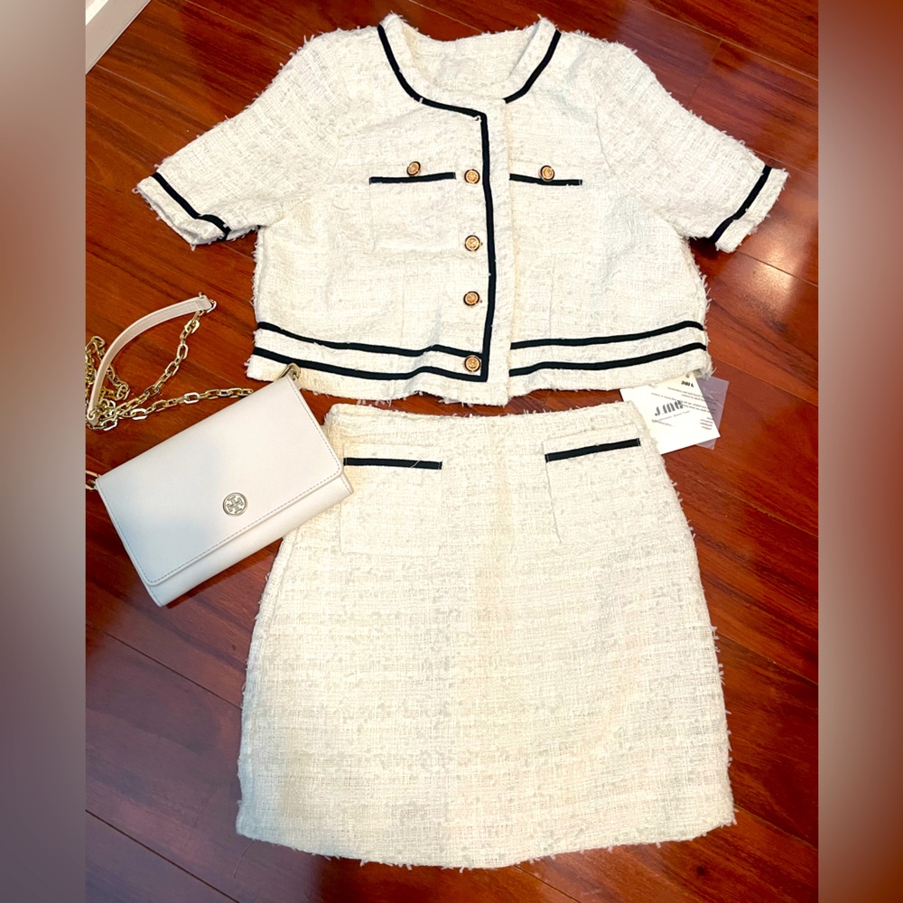 Black&White Tweed Skirt Set, Small